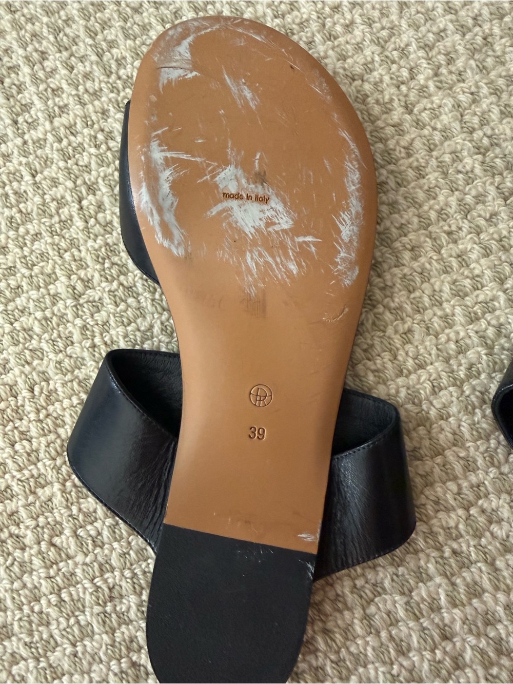 The Row Black Leather Crisscross Toe-Loop Sandals - Picture 2 of 2